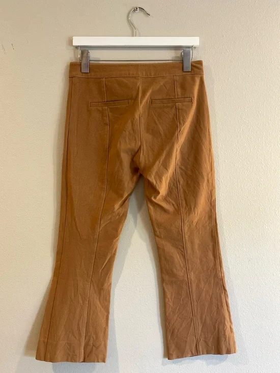 Derek Lam 10 Crosby Camel Flared Trousers Contrast Stitch Size 6 Cotton Cropped - Picture 10 of 14